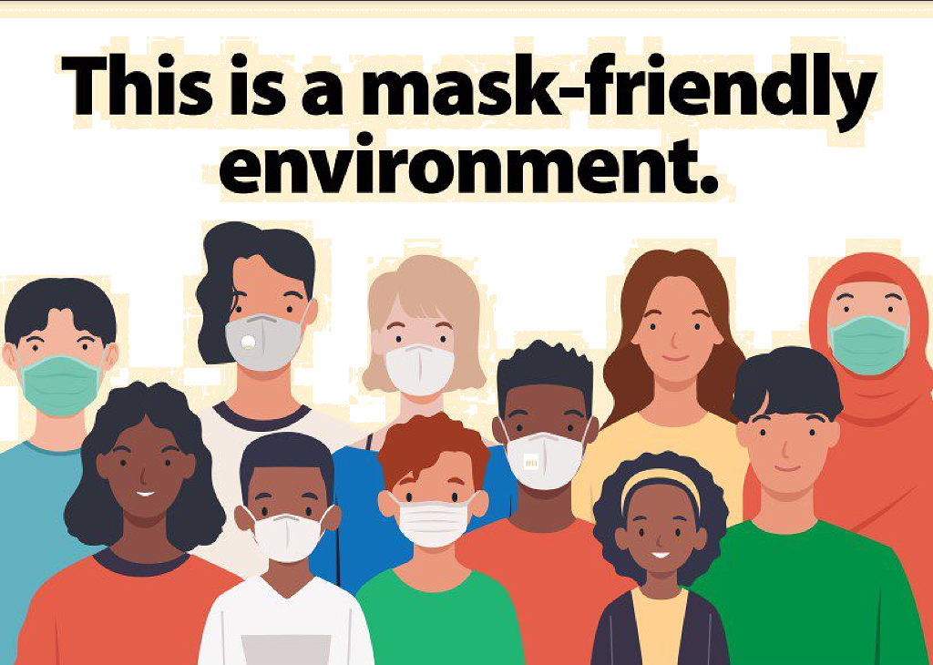 diverse group of people wearing masks